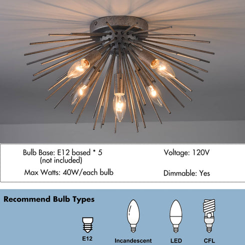 Mikonos Farmhouse Sputnik Ceiling Light Flush Mount 5-Light